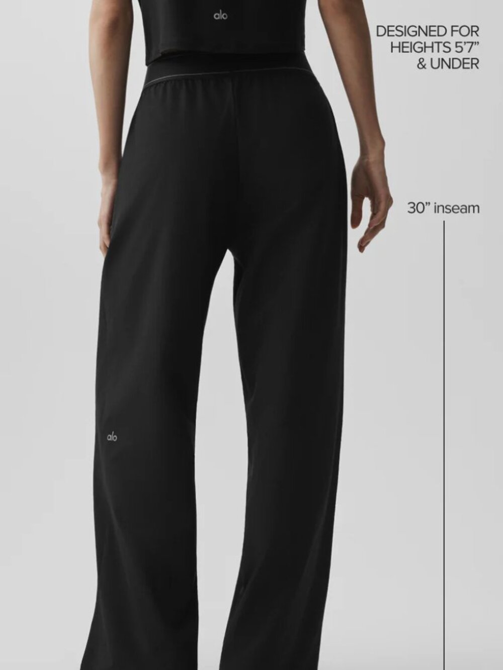 🏷NWT Alo Yoga Black⚫Loose-fitting Yoga Pants Inner seam length 30 inches - Picture 8 of 10